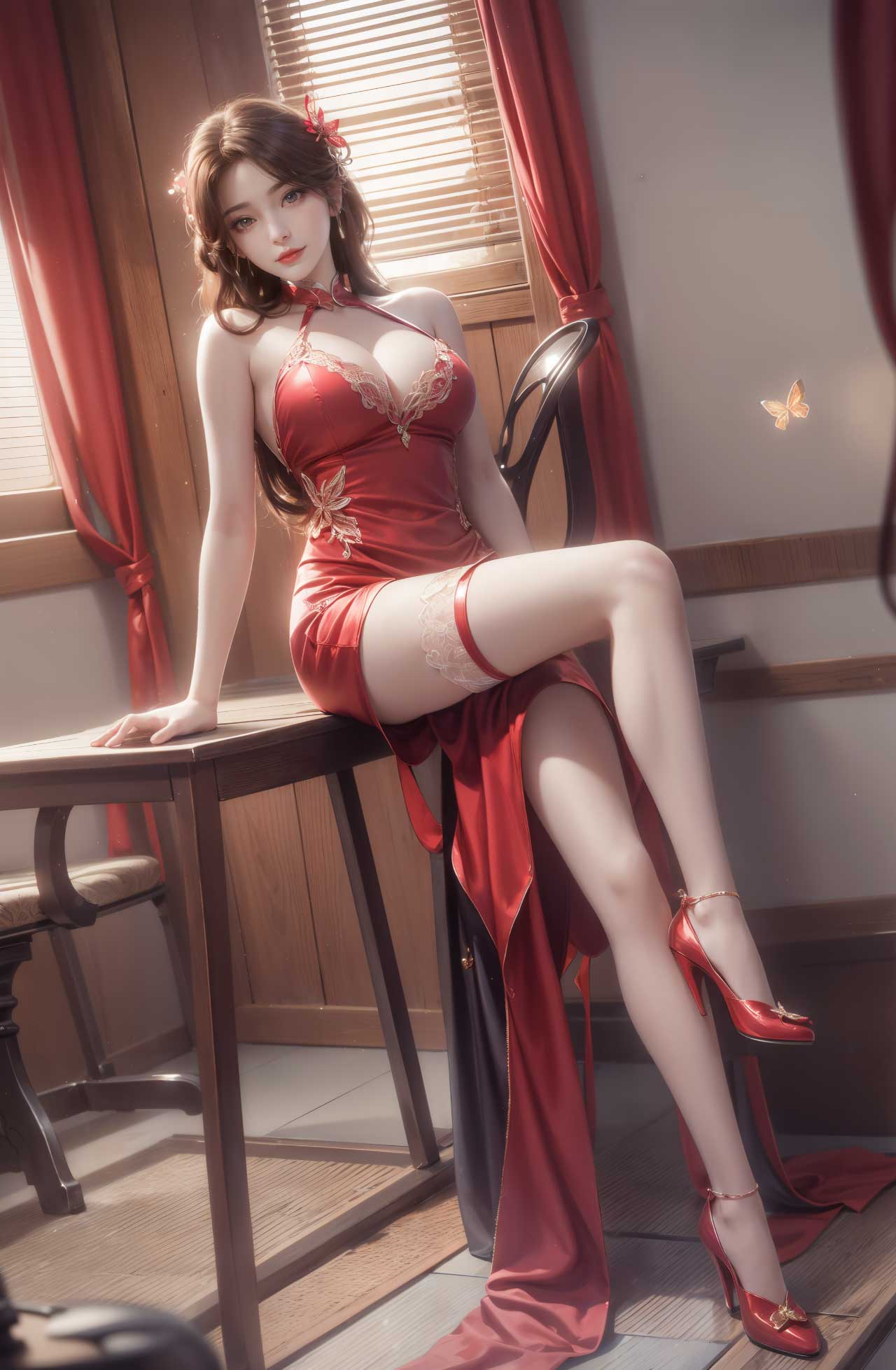 《完美世界》火灵儿旗袍性感美腿壁纸