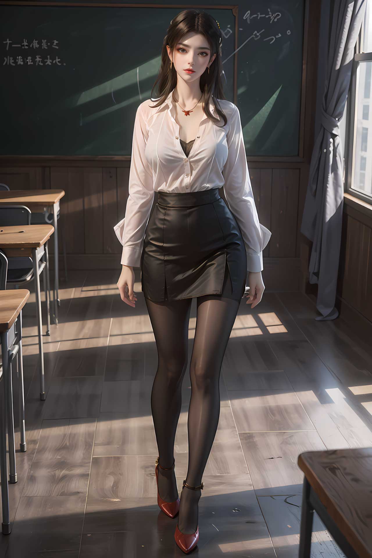 《斗破苍穹》美杜莎JK教室制服美腿壁纸