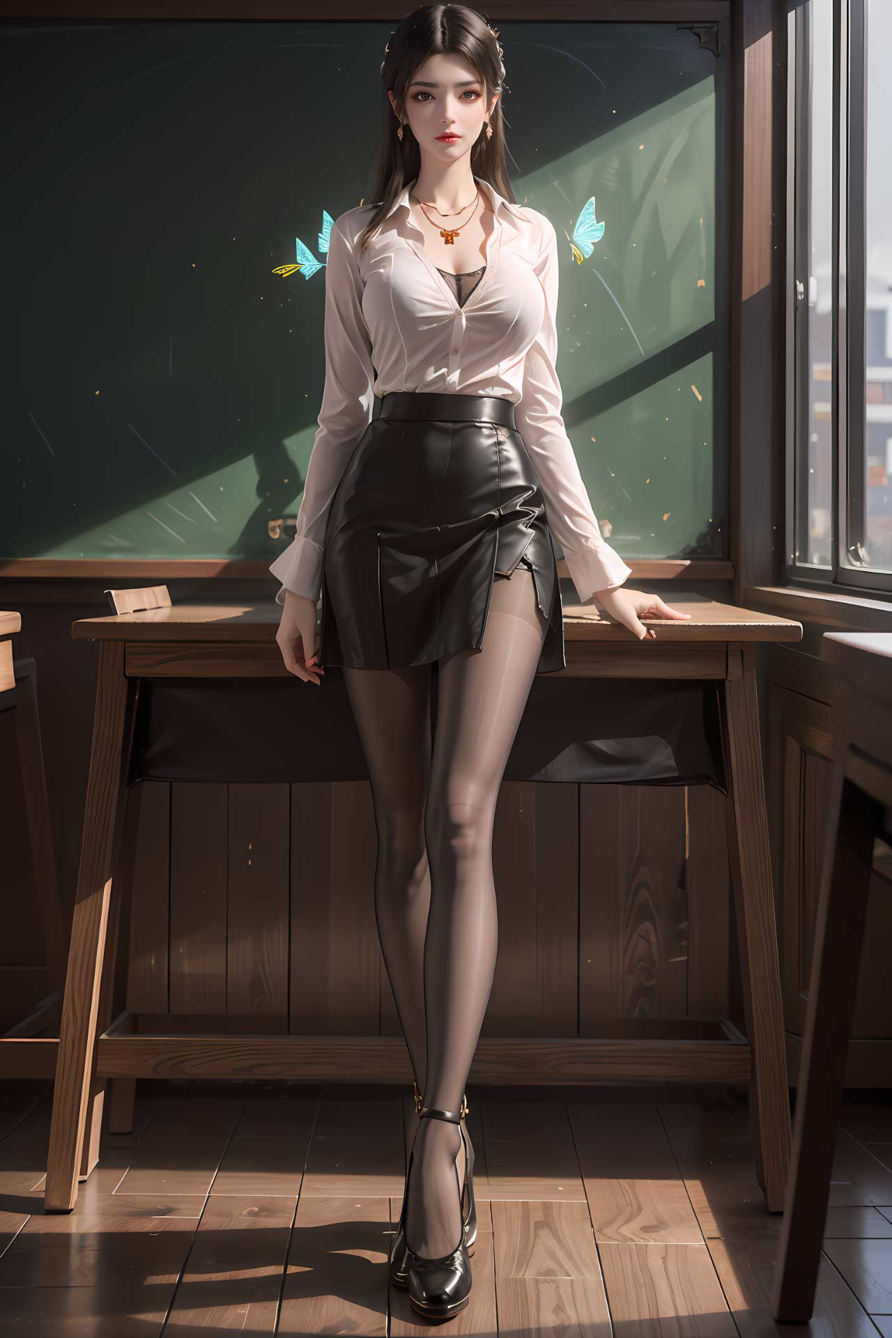 《斗破苍穹》美杜莎JK教室制服美腿壁纸